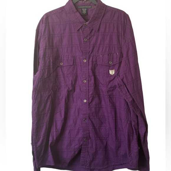 Marithe Francois Girbaud purple button up shirt size XXL 100% cotton - Picture 3 of 5